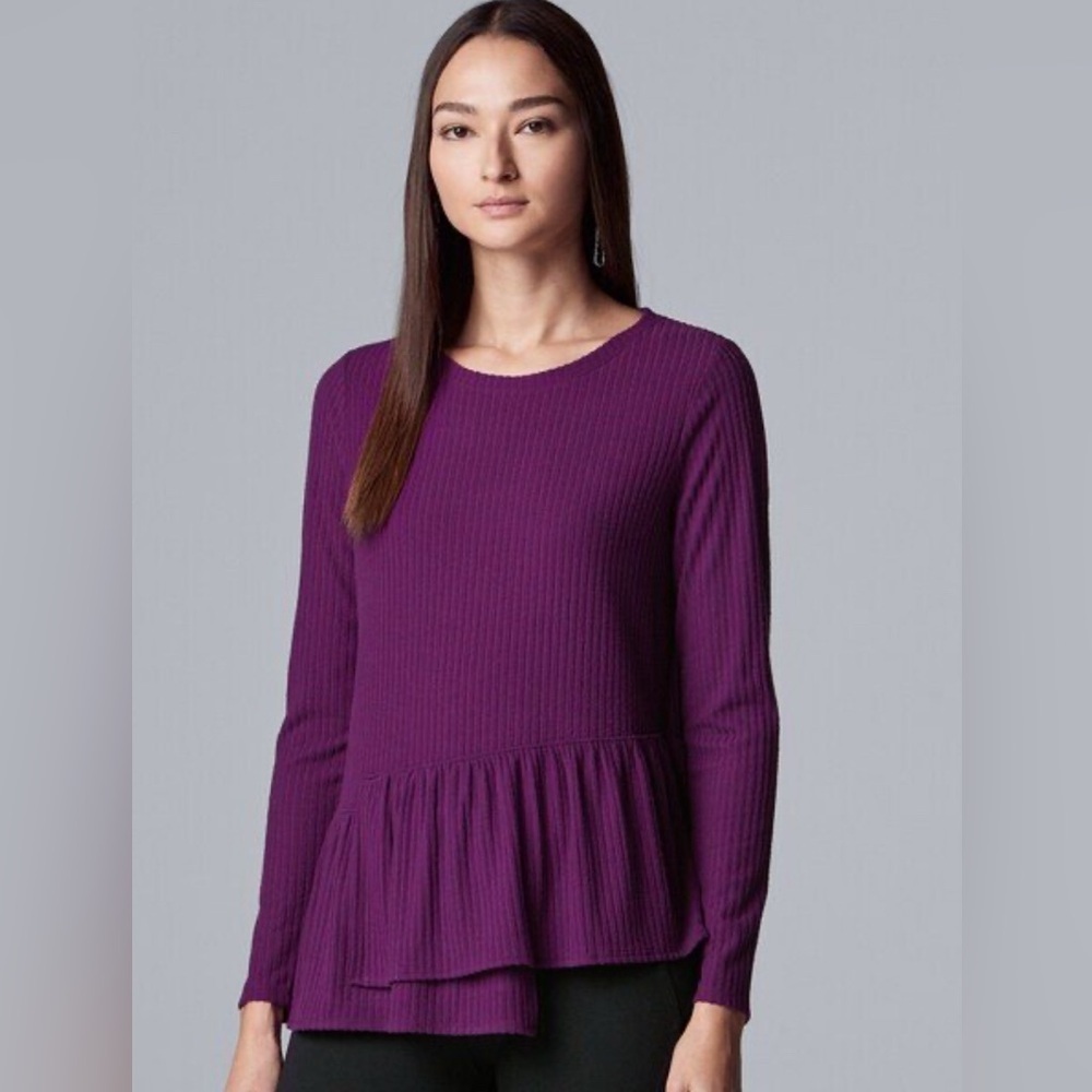 Active Seller! Simply Vera Wang Asymmetrical Peplum Ruffle Professional Top
